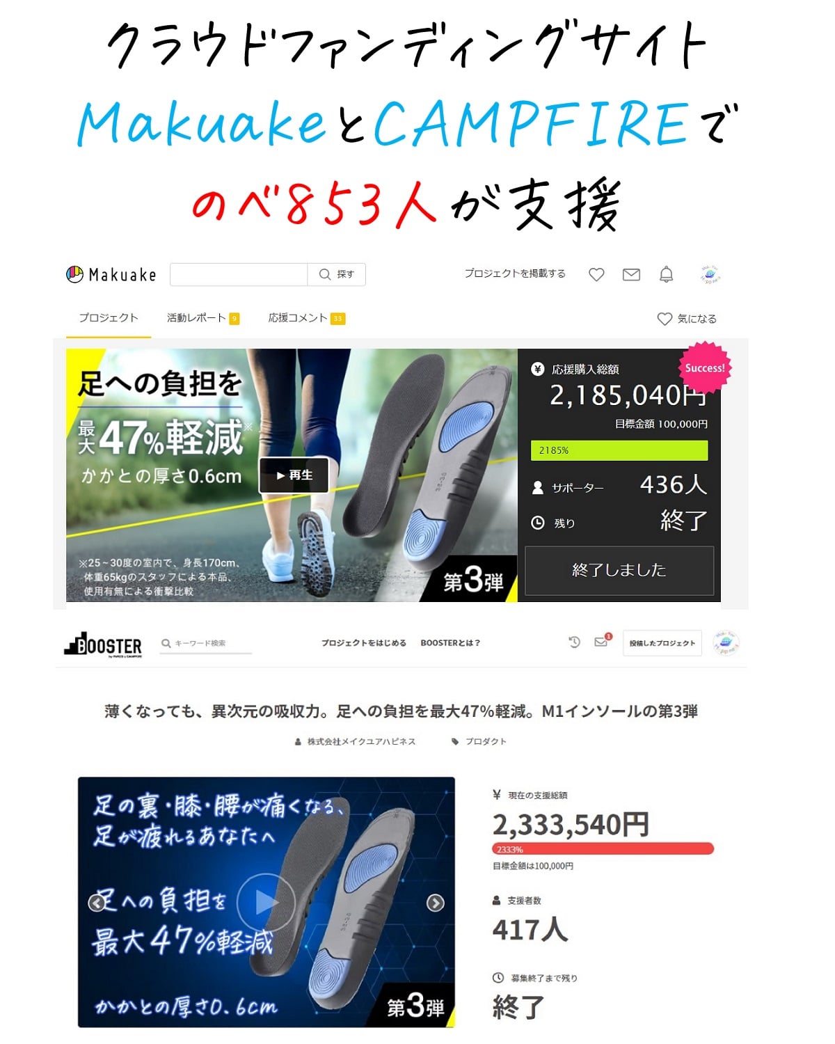 M1 2021 0.6cmのクラウドファンディングの実績